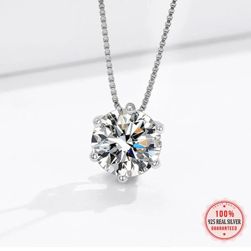 3.2CT Round Cut Moissanite Necklace Sterling Silver