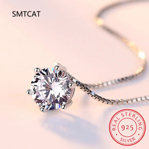 3.2CT Round Cut Moissanite Necklace Sterling Silver