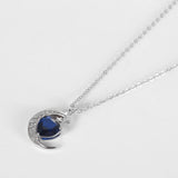 S925 Birth Month Moon Stars Pendant Necklace for Women