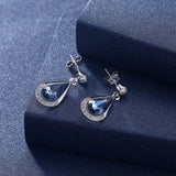 S925 Silver Water Drop Crystal Dangle Earrings Fine Jewelry