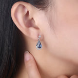 S925 Silver Water Drop Crystal Dangle Earrings Fine Jewelry