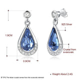 S925 Silver Water Drop Crystal Dangle Earrings Fine Jewelry