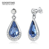 S925 Silver Water Drop Crystal Dangle Earrings Fine Jewelry