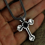 S925 Silver Flame Cross Pendant Necklace Retro Thai Style
