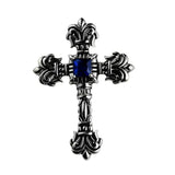 S925 Silver Flame Cross Pendant Necklace Retro Thai Style