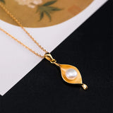 S925 Sterling Silver Freshwater Pearl Pendant Necklace - Anniversary Gift