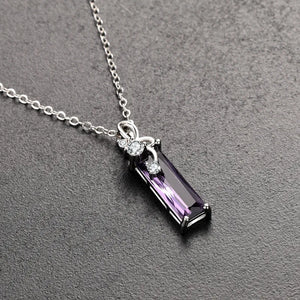 Sterling Silver Necklace Pendant Purple Amethyst Jewelry
