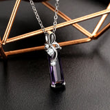 Sterling Silver Necklace Pendant Purple Amethyst Jewelry