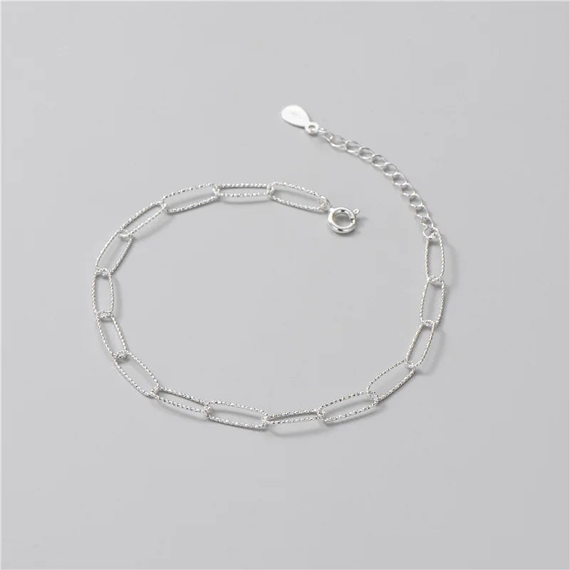 Real S925 Sterling Silver Bracelet Minimalist Style Charm Women Accessories