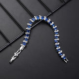 S925 Sterling Silver Bracelet Natural Sapphire Gemstone 925 Jewelry Charm