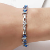 S925 Sterling Silver Bracelet Natural Sapphire Gemstone 925 Jewelry Charm