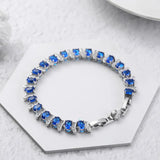 S925 Sterling Silver Bracelet Natural Sapphire Gemstone 925 Jewelry Charm