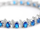S925 Sterling Silver Bracelet Natural Sapphire Gemstone 925 Jewelry Charm