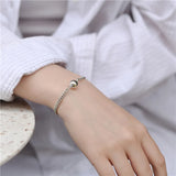 S925 Sterling Silver Chain Bracelet Women Beads Jewelry Lobster Clasp