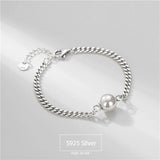 S925 Sterling Silver Chain Bracelet Women Beads Jewelry Lobster Clasp