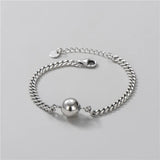 S925 Sterling Silver Chain Bracelet Women Beads Jewelry Lobster Clasp