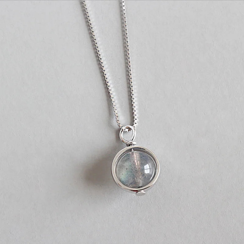 S925 Silver Moonstone Pendant Necklace