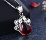 S925 Sterling Silver Crystal Dog Footprint Pendant