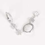 Sterling Silver Double Snowflake Hoop Earrings with CZ Fine Jewelry