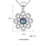 S925 Sterling Silver Flower & Pearl Necklace for Women
