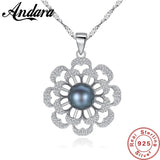 S925 Sterling Silver Flower & Pearl Necklace for Women