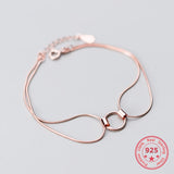 S925 Silver Women's Rose Bracelet Snake Chain Jewelry