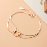 S925 Silver Women's Rose Bracelet Snake Chain Jewelry