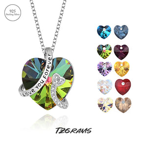 S925 Sterling Silver Letter Necklace With Heart Crystal Women