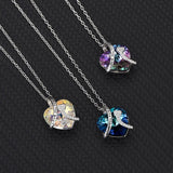 S925 Sterling Silver Letter Necklace With Heart Crystal Women