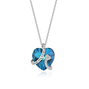 S925 Sterling Silver Letter Necklace With Heart Crystal Women