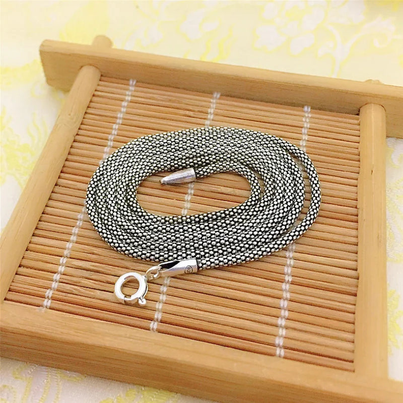 S925 Sterling Silver Long Chain Choker Necklaces for Women Men Couple Pendant