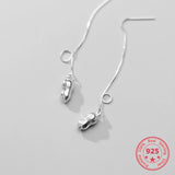 Real S925 Sterling Silver Long Ear Line Peanut Earrings