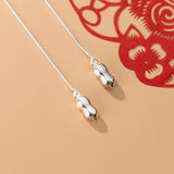 Real S925 Sterling Silver Long Ear Line Peanut Earrings