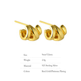 S925 Silver Stud Earrings, 18k Plated, Birthday Party Jewelry