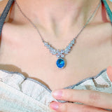 S925 Sterling Silver Origin Sapphire Necklace Pendant Geometric CN(Origin)