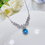 S925 Sterling Silver Origin Sapphire Necklace Pendant Geometric CN(Origin)
