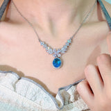 S925 Sterling Silver Origin Sapphire Necklace Pendant Geometric CN(Origin)