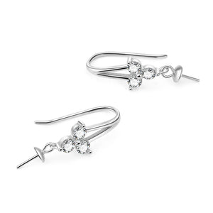 S925 Sterling Silver Pearl Earring DIY Zirconia Hook Accessories