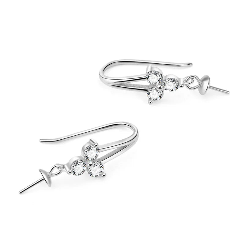 S925 Sterling Silver Pearl Earring DIY Zirconia Hook Accessories