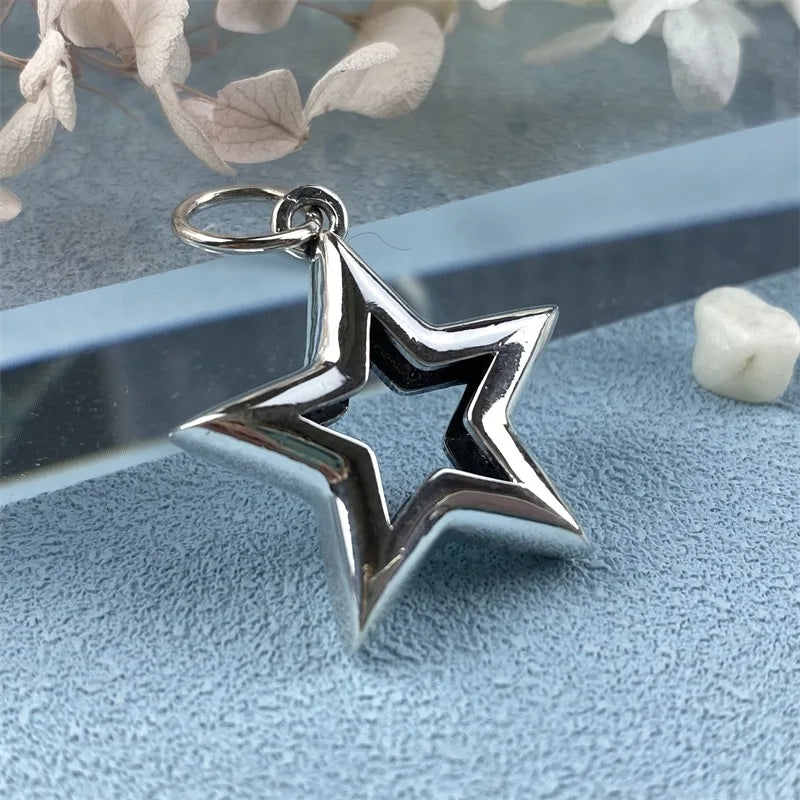 S925 Silver Pentagram Star Pendant Key Chain