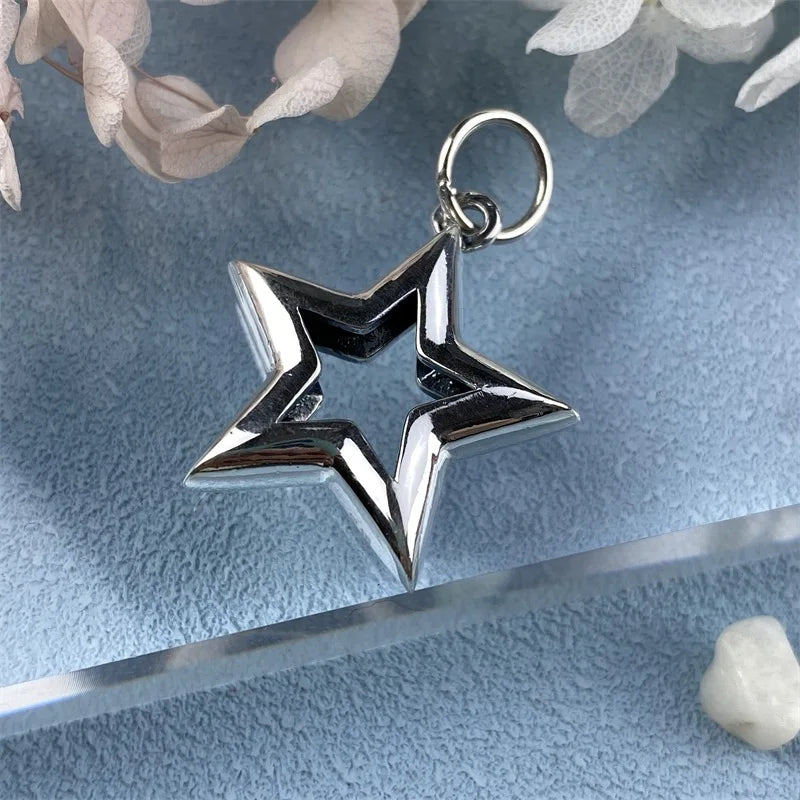 S925 Silver Pentagram Star Pendant Key Chain