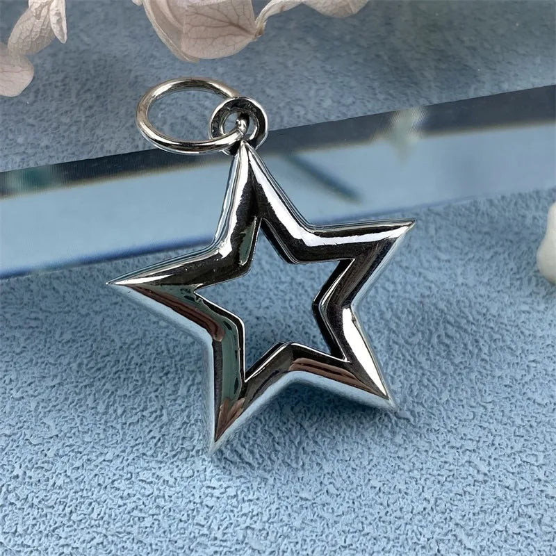 S925 Silver Pentagram Star Pendant Key Chain