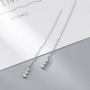 Elegant S925 Silver Zircon Drop Earrings for Women