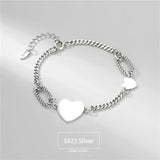 S925 Sterling Silver Heart Bracelet for Women Charm Bracelets Jewelry