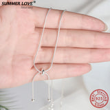 Real S925 Sterling Silver Snake Chain Pendant Neckalce Choker