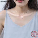 Real S925 Sterling Silver Snake Chain Pendant Neckalce Choker