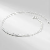 S925 Sterling Silver Sparkling Bracelet Double Layered Strap Banquet Jewelry