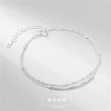 S925 Sterling Silver Sparkling Bracelet Double Layered Strap Banquet Jewelry