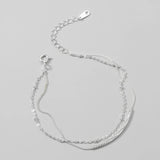 S925 Sterling Silver Sparkling Bracelet Double Layered Strap Banquet Jewelry