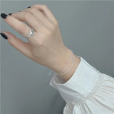 S925 Sterling Silver Sparkling Bracelet Double Layered Strap Banquet Jewelry